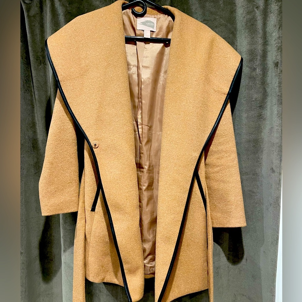 Forever 21 Wool and Leather Trimmed Coat